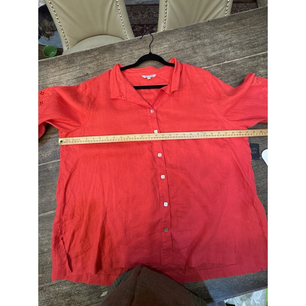 John Mark Wire Collar Button Front with Embroider… - image 8